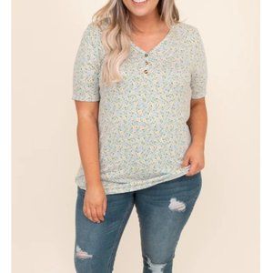 Chic Soul Start of Spring top in Blue NWOT Size 2X